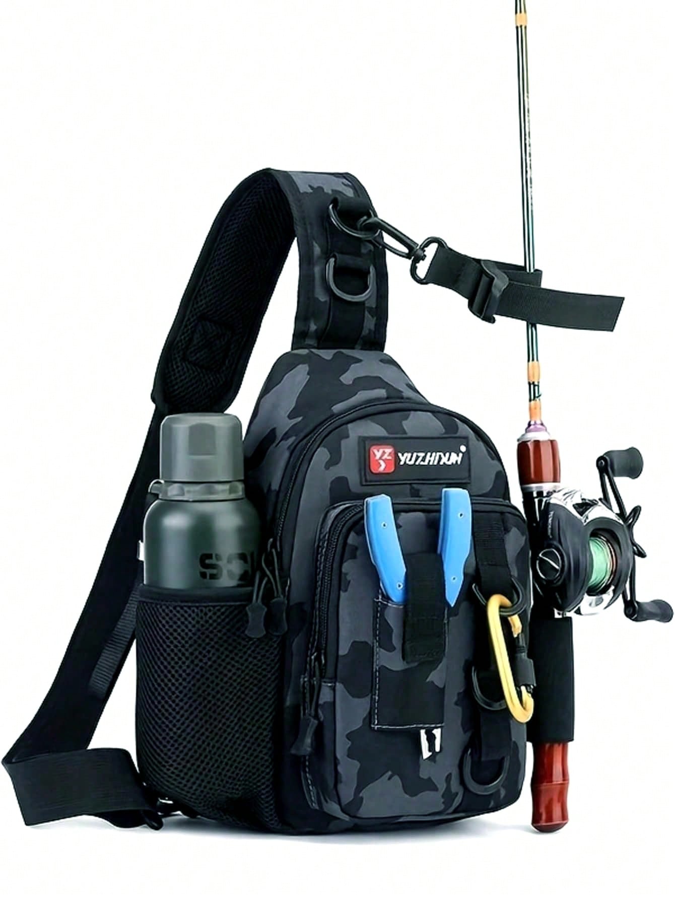 Men Accessories In Store - Hochwertige, strapazierfähige Angeltasche mit Rutenhalter und
