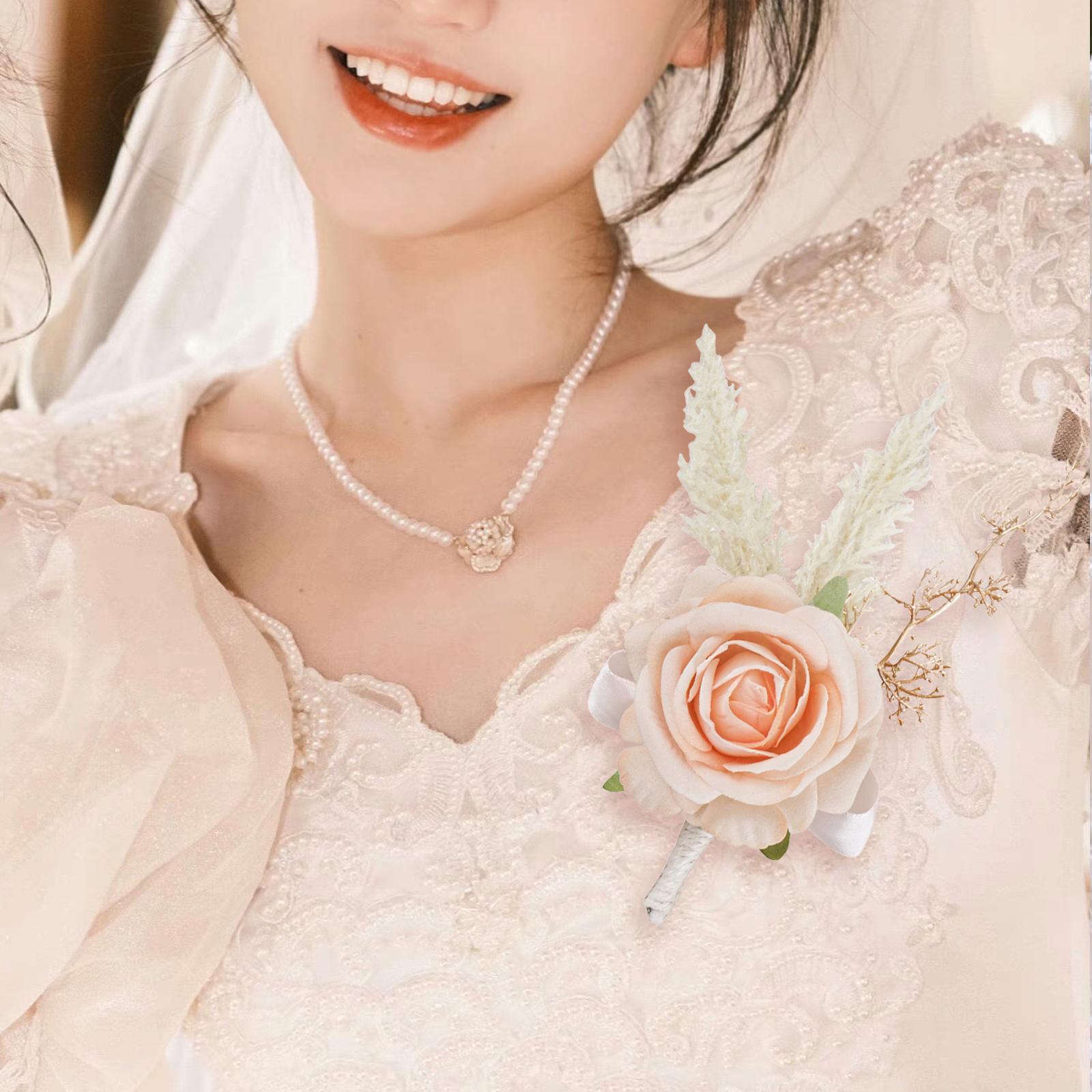 Men Accessories Elegant - Elegante Rosen-Boutonniere, handgefertigte künstliche Blumenanstecknadel, Hochzeitsaccessoires