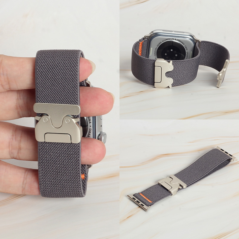 Men Accessories Website - Modischer, elastischer Nylon-Armband mit orangefarbenen Nähten