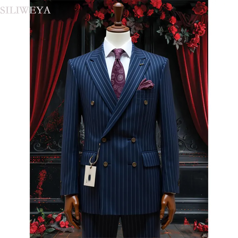 Men Accessories Elegant - SILIWEYA Zweireiher Business herren Anzüge Elegante