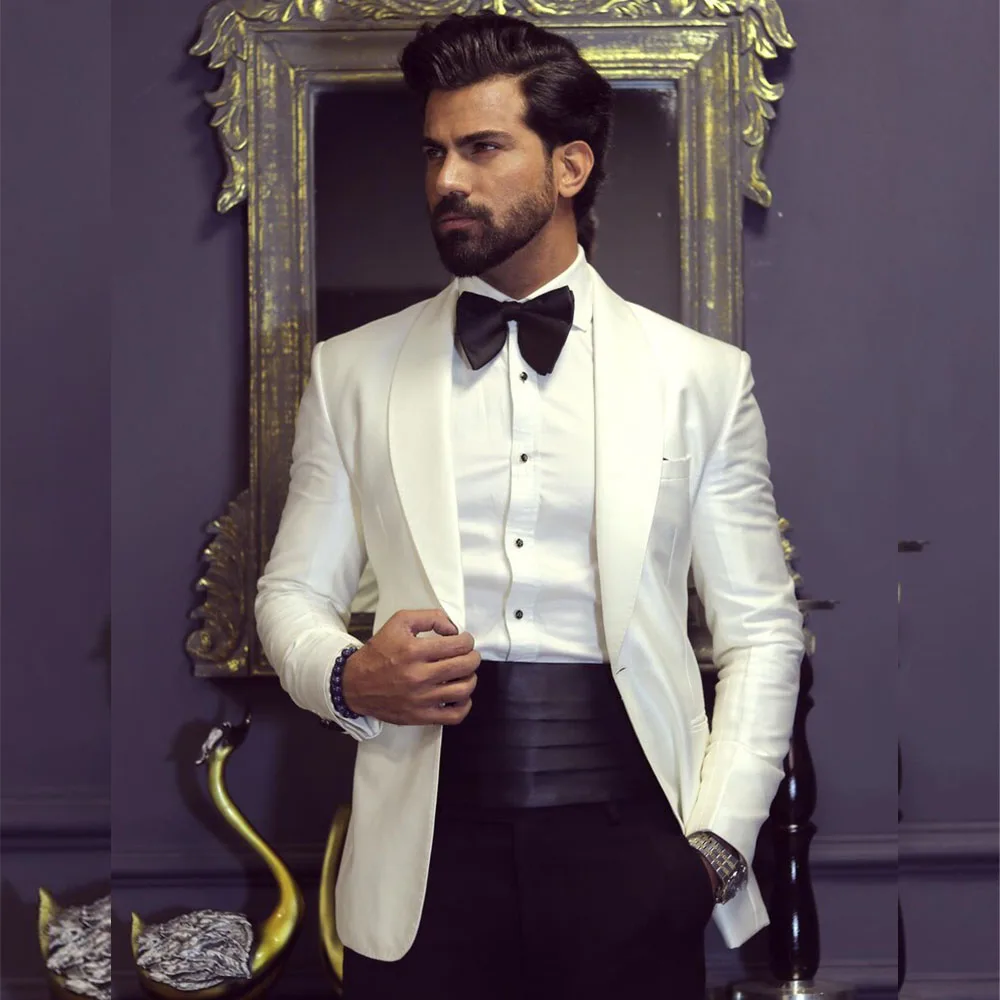 Men Accessories Elegant - Klassische englische Art weiße Jacke schwarze