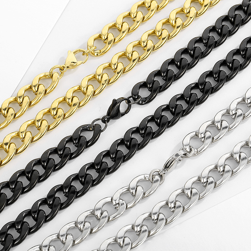 Men Accessories Neck Chain - HNSP 316L Edelstahl Kubanische Gliederkette Halskette