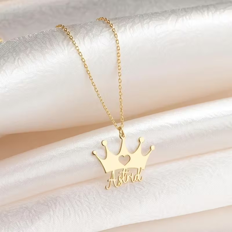 Personalisierte Herz-Kronen-Na – Men Accessories Neck Chain Bewertung und Preis